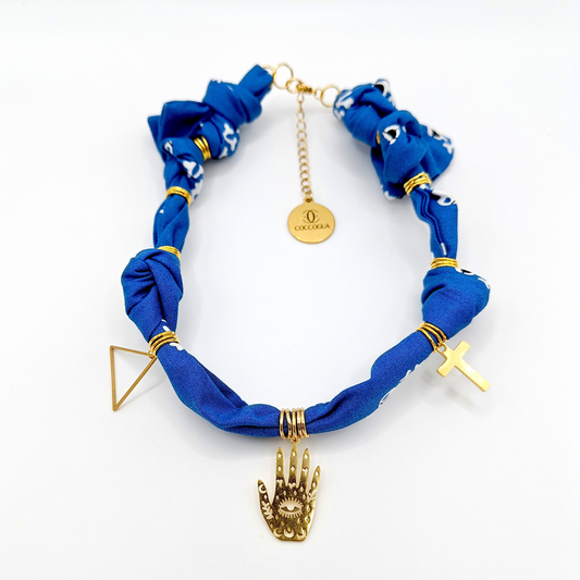 COLLAR BANDANA SKULLS AZUL