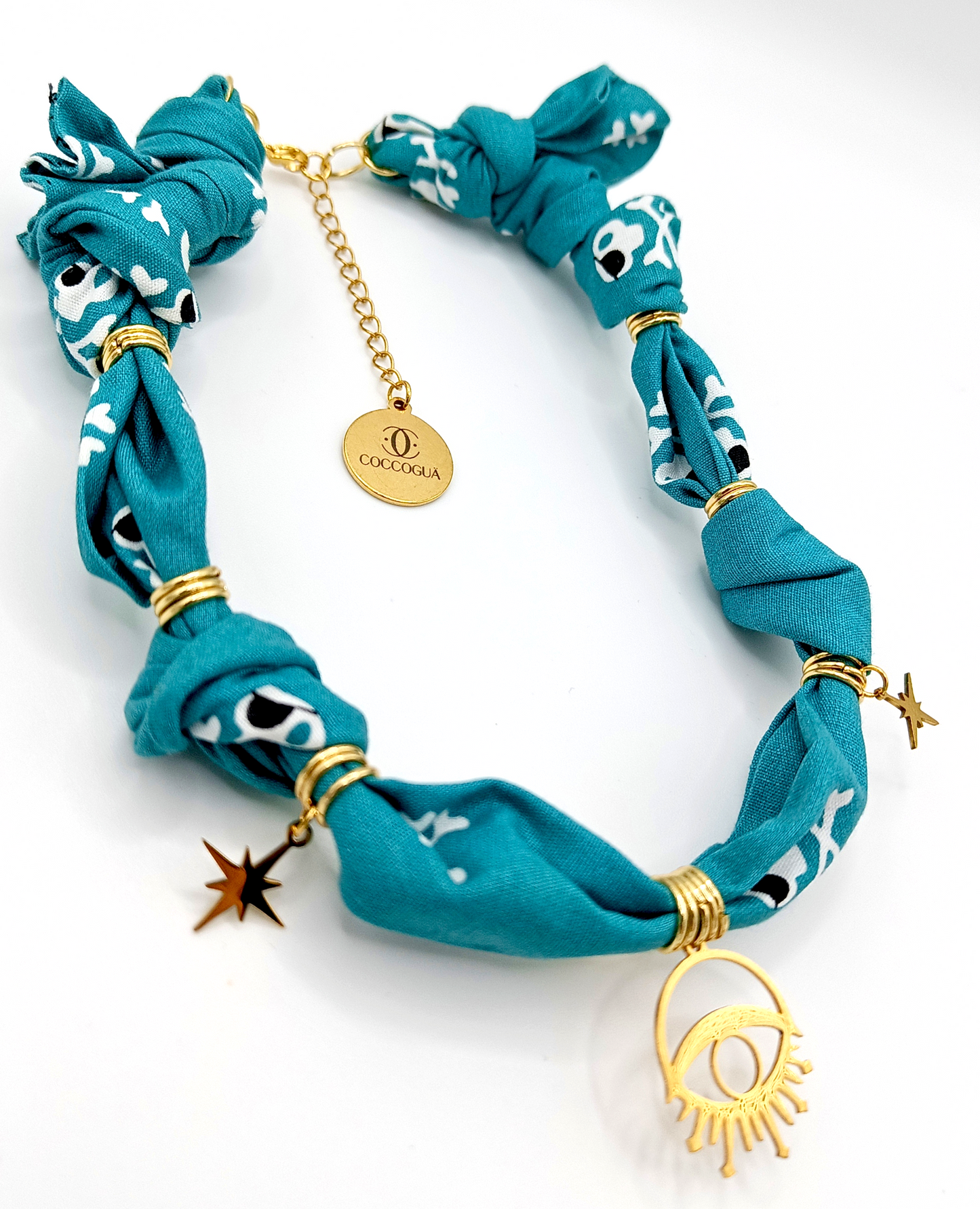 COLLAR BANDANA SKULLS AGUAMARINA