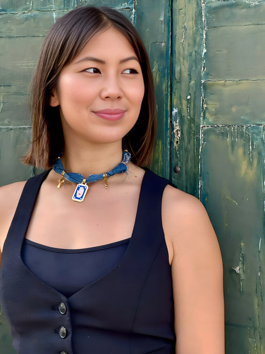 COLLAR BANDANA DENIM TAROT AZUL