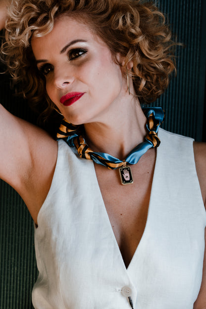 COLLAR BANDANA ANIMAL PRINT TURQUESA